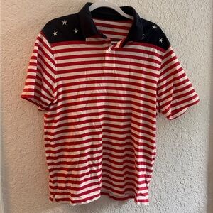 Vineyard Vines Polo Shirt Men’s Large Red White Blue Striped American Flag